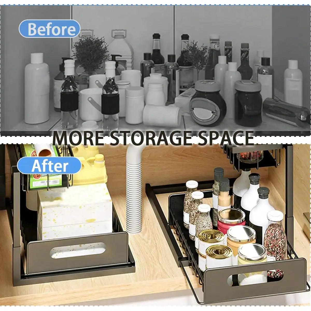 2-Tier Sliding Under-Sink Organizer