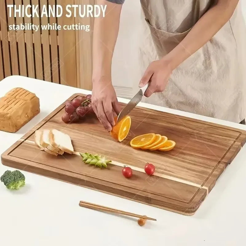 Natural wood cutting and serving board