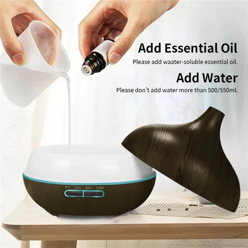 550ml Wood-Grain Essential Oil Diffuser