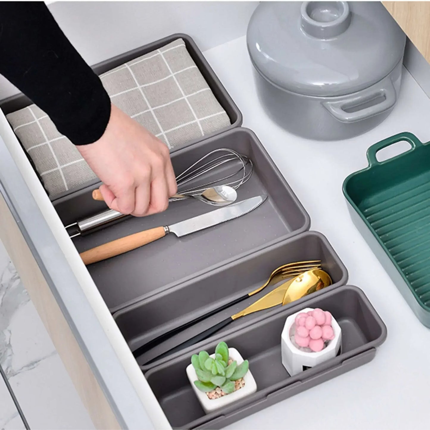 8-Piece Drawer Organizer Tray Set