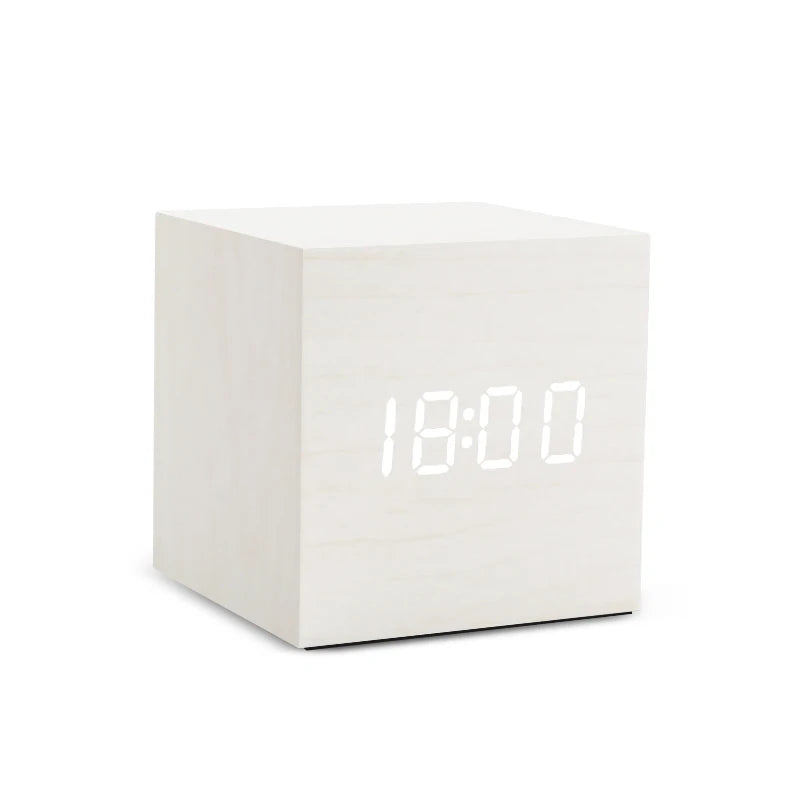 Wood-Look Voice-Control LED Alarm Clock