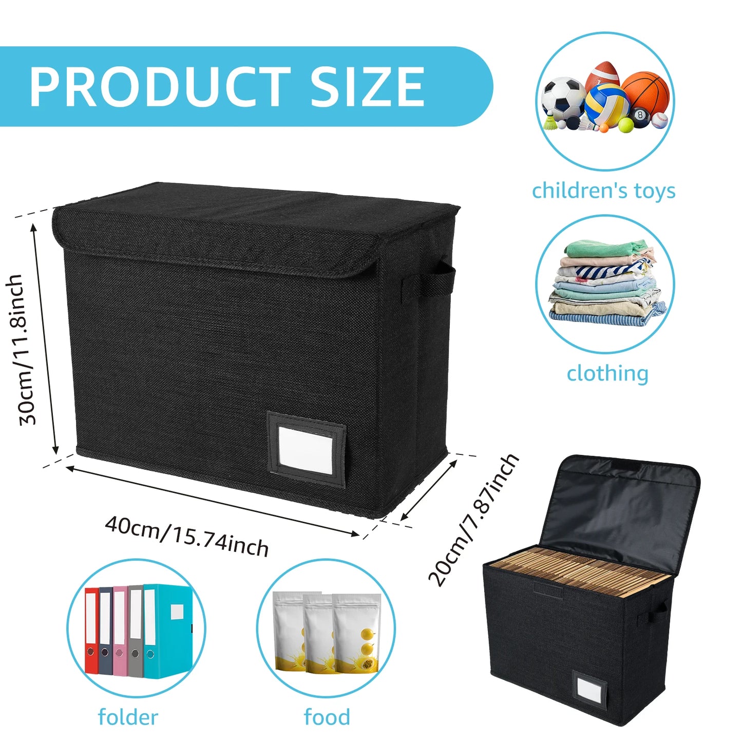 Foldable Storage Bin with Label Slot