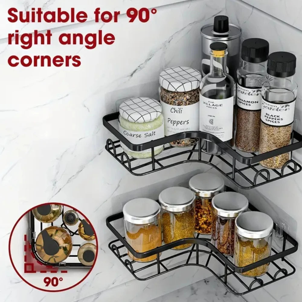 Dual-Tier Stainless Steel Corner Shelf