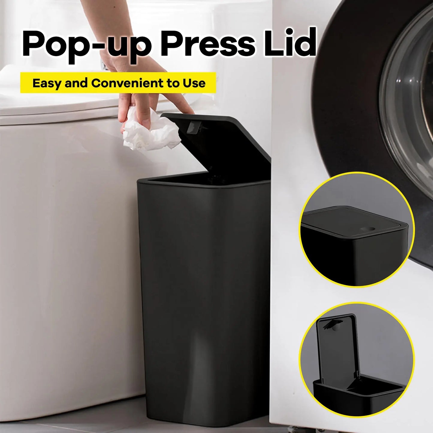 10 L Slim Press-Lid Trash Can