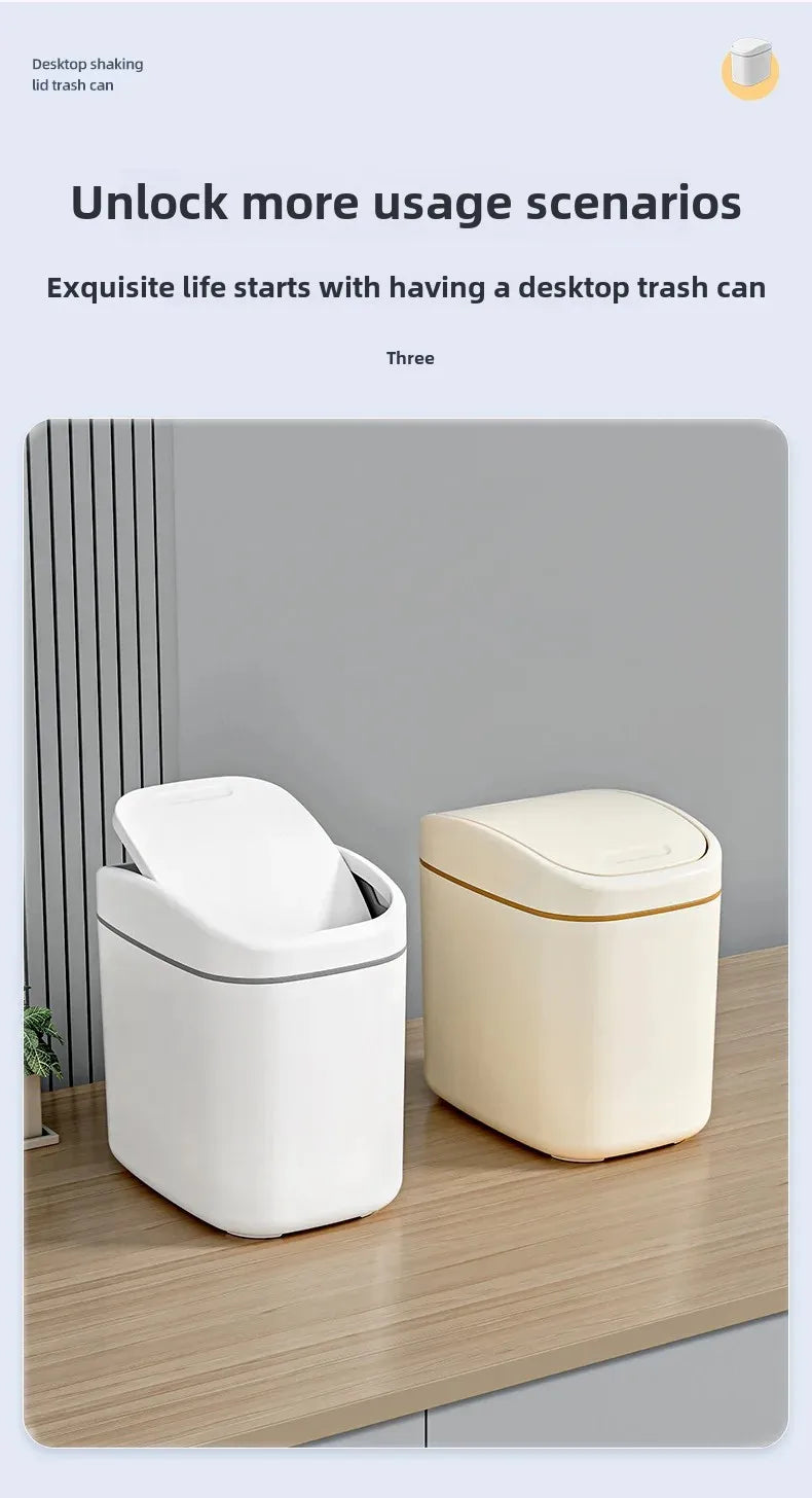 Mini Swing-Lid Desktop Trash Can