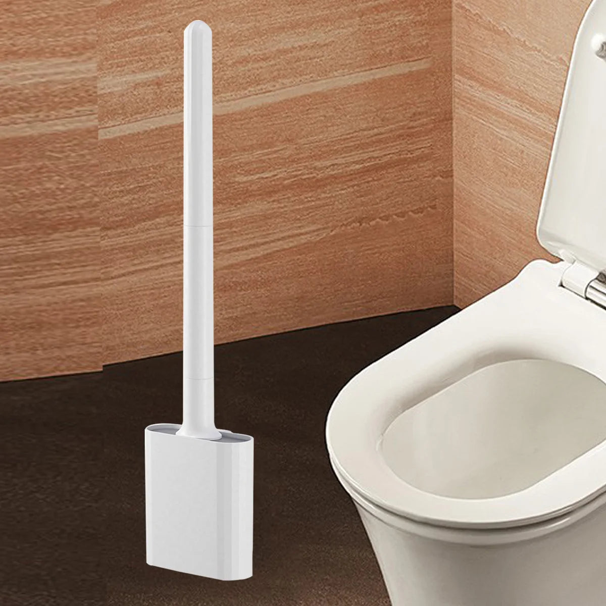 Compact Silicone Toilet Brush with Holder