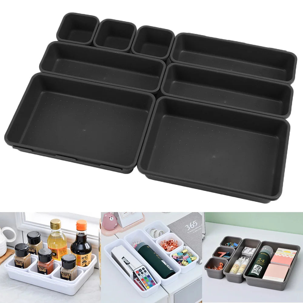 8-Piece Drawer Organizer Tray Set