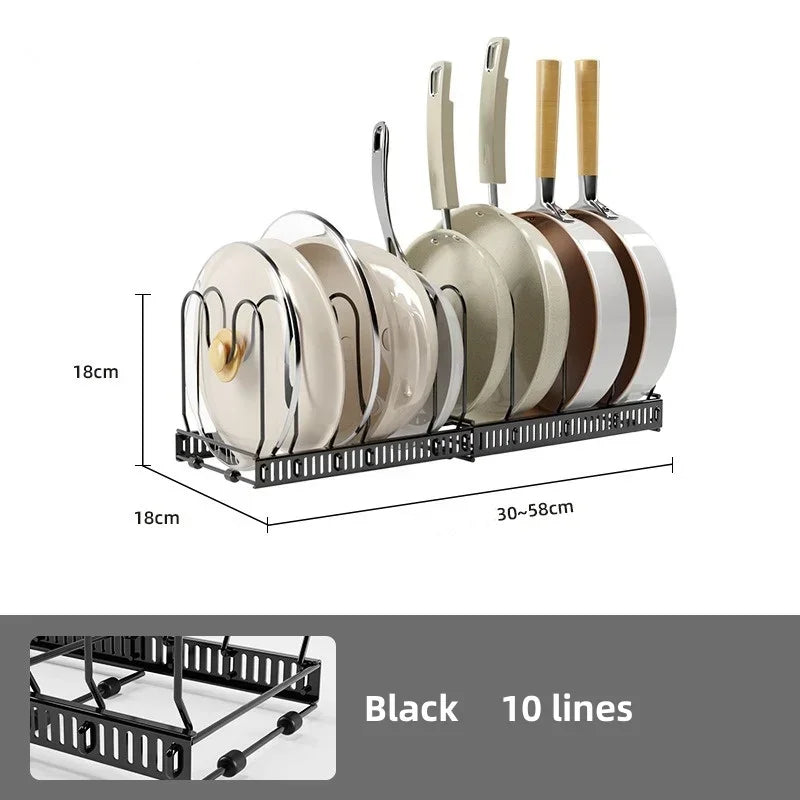 Adjustable Pot, Pan & Lid Organizer Rack