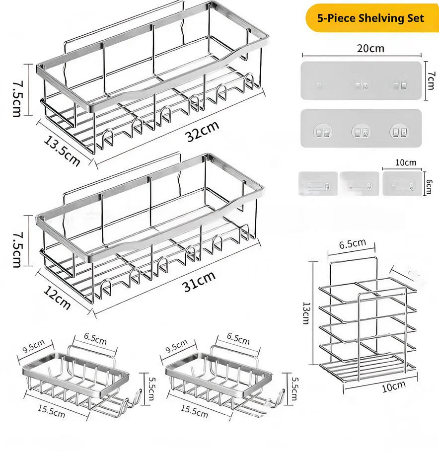 Dual-Tier Stainless Steel Corner Shelf