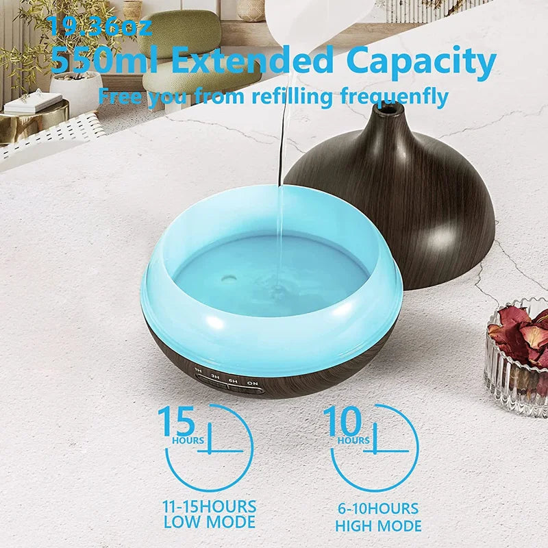 550ml Wood-Grain Essential Oil Diffuser