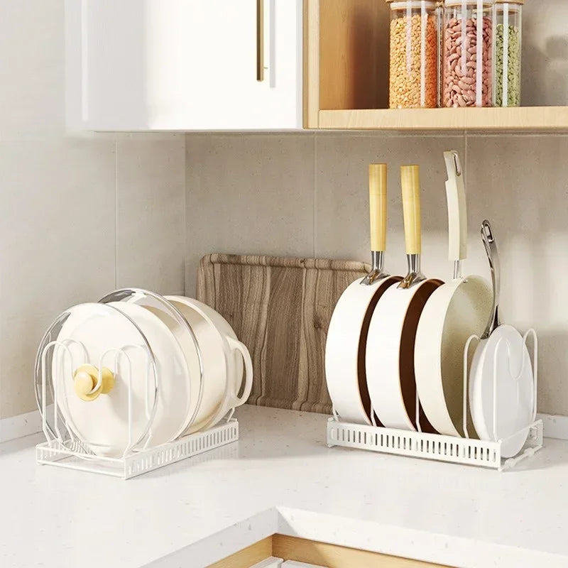 Adjustable Pot, Pan & Lid Organizer Rack