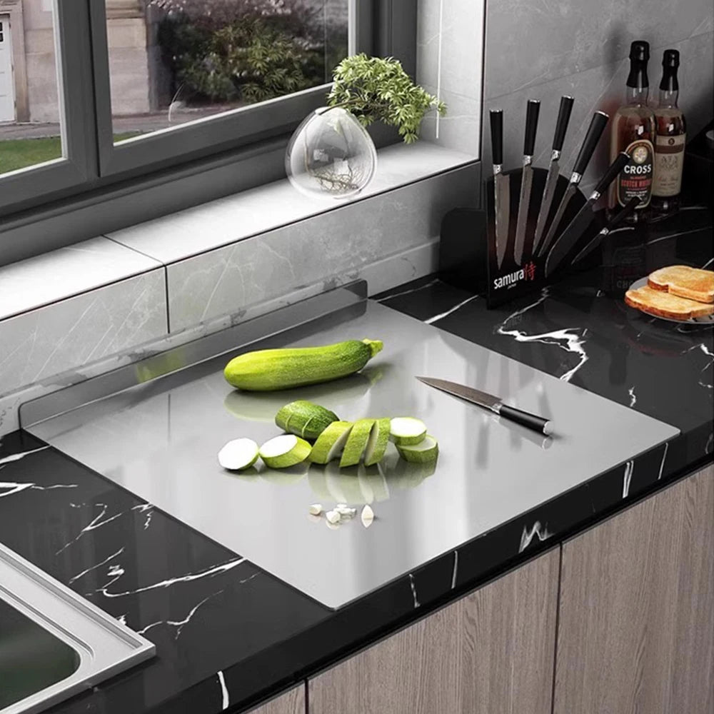 L-Shaped Stainless Steel Countertop Prep Board