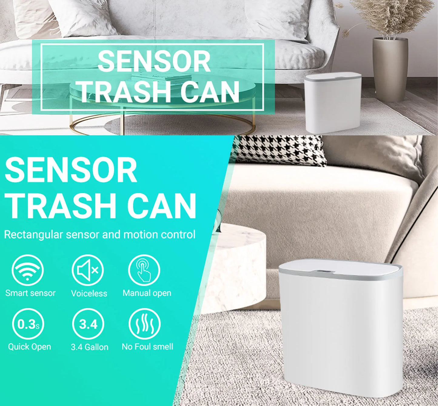 13 L Touchless Sensor Trash Can