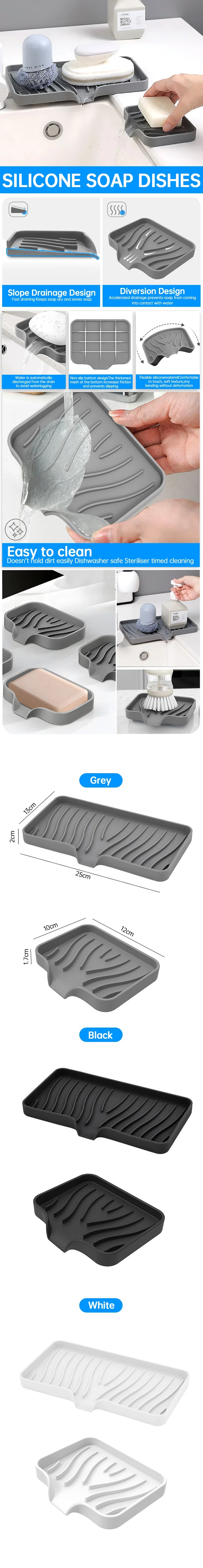 Quick-Drain Silicone Soap & Sponge Tray