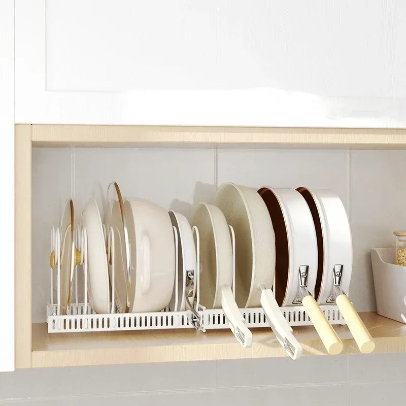 Adjustable Pot, Pan & Lid Organizer Rack