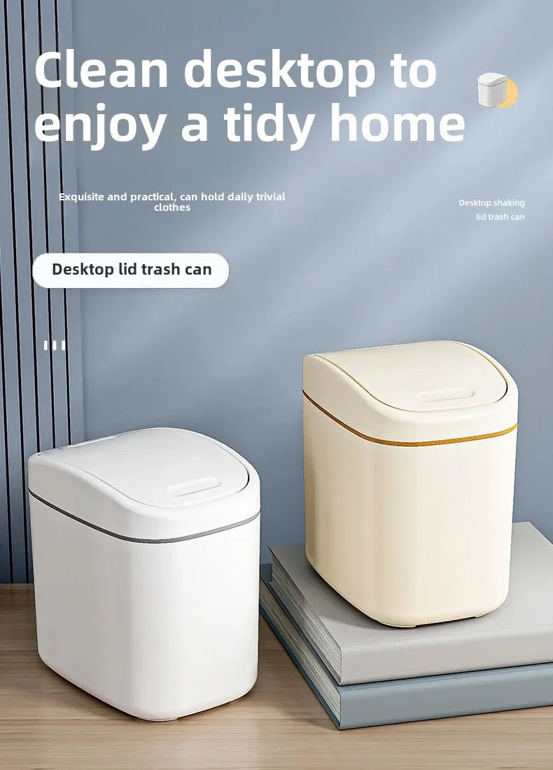 Mini Swing-Lid Desktop Trash Can