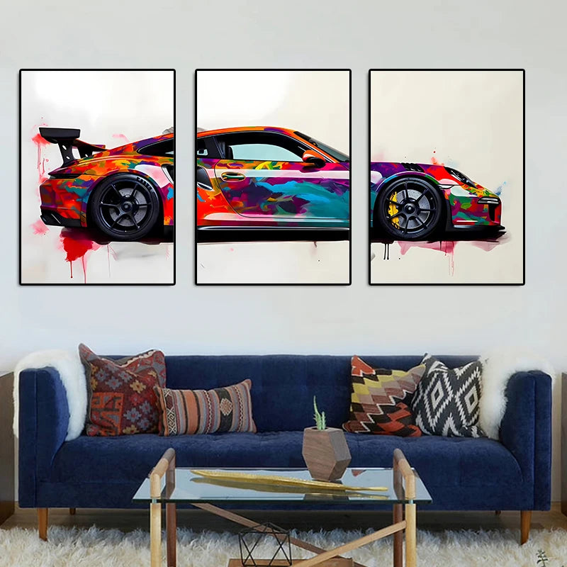 3-Piece Supercar Canvas Wall Art Set