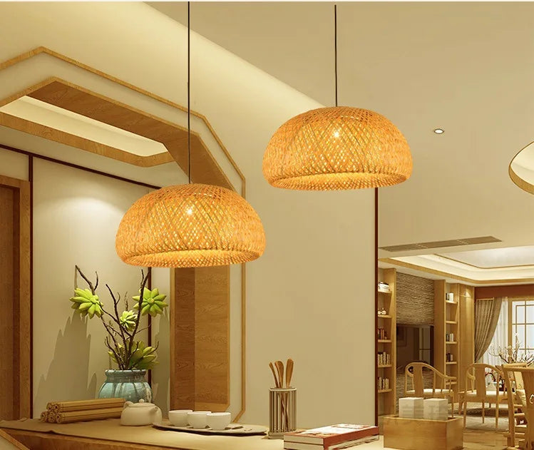 Handwoven Wicker Pendant Light