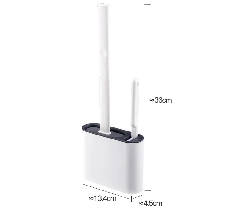 Flat-Head Silicone Toilet Brush Set