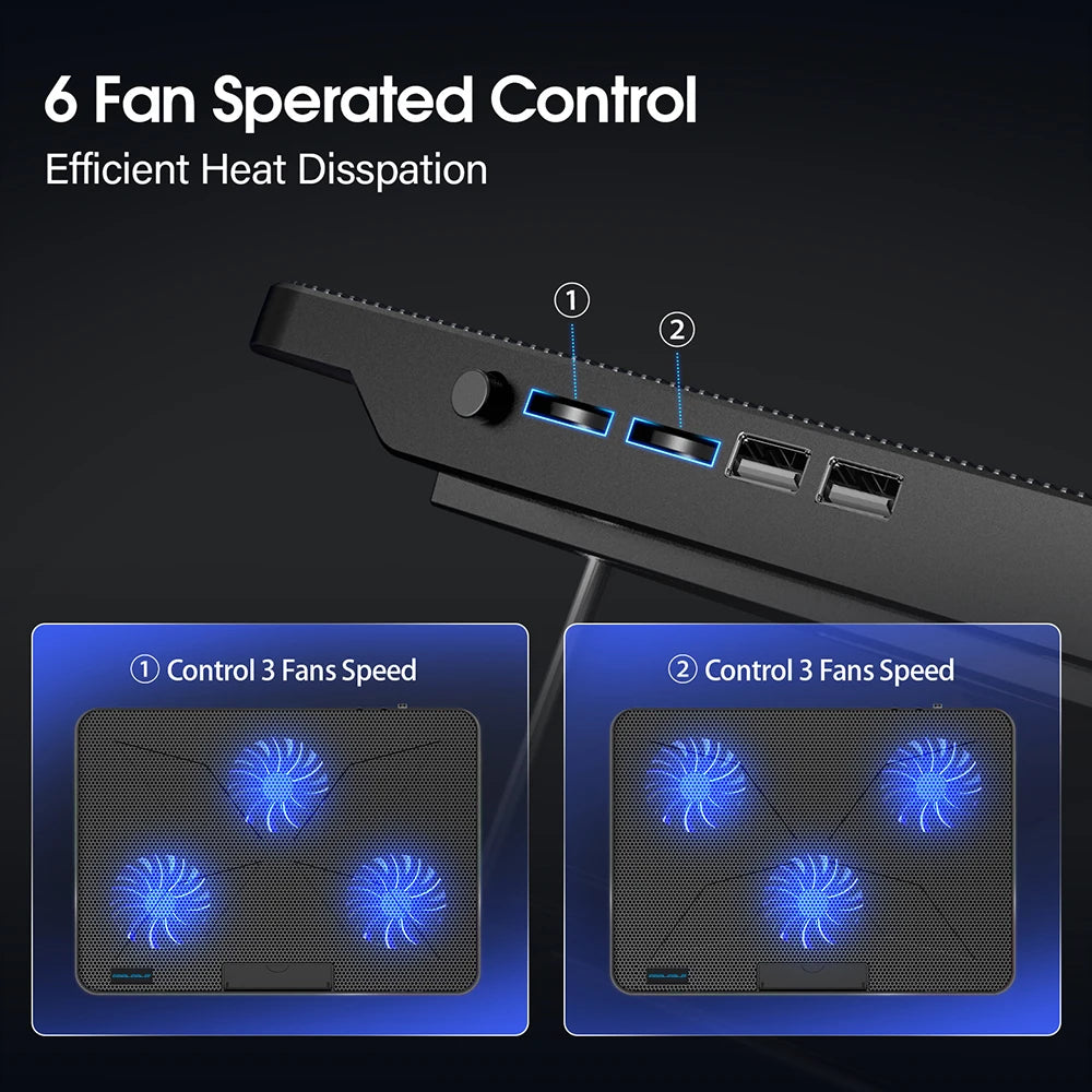 6-Fan Adjustable Laptop Cooling Stand