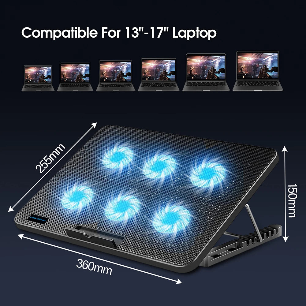 6-Fan Adjustable Laptop Cooling Stand