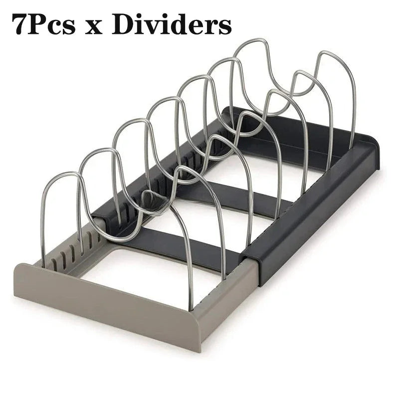 Expandable 7-Slot Pot & Lid Organizer