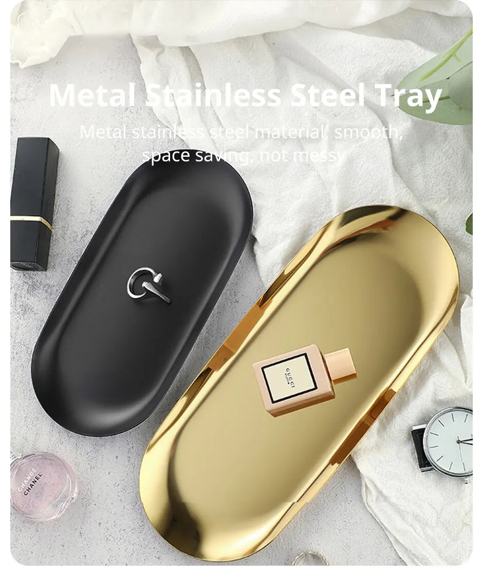 Oval Metal Jewelry & Vanity Tray