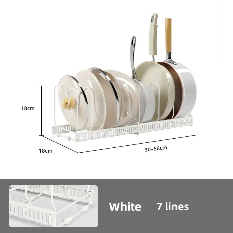Adjustable Pot, Pan & Lid Organizer Rack