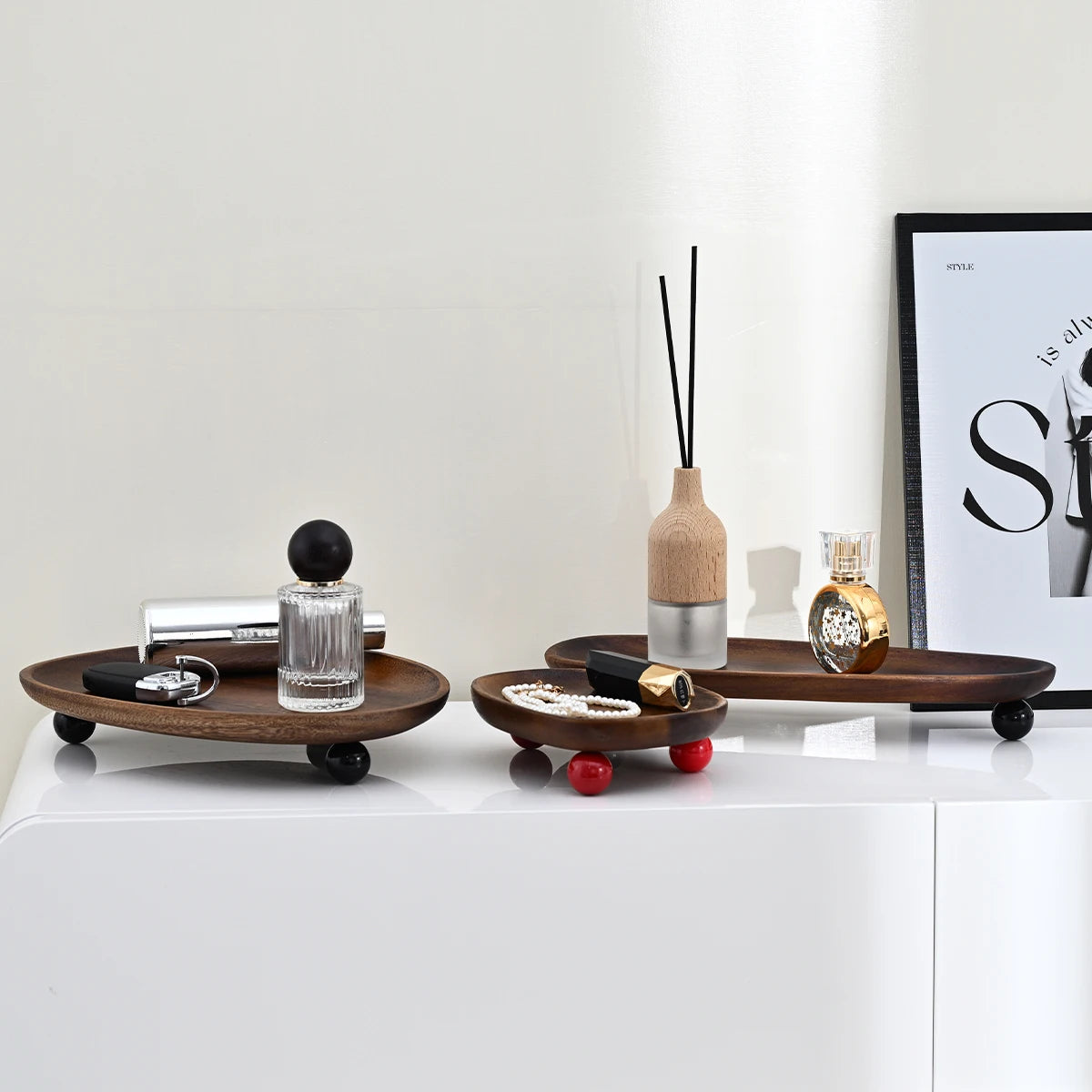 Organic-Shaped Wooden Display Tray