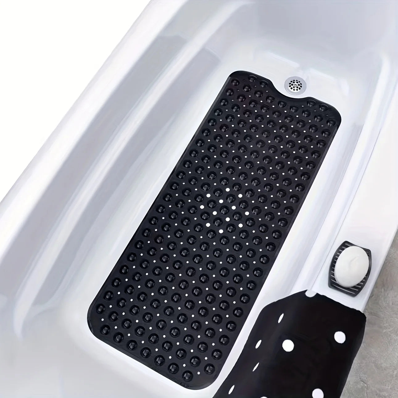 Non-slip bathtub mat with suction cups and drain holes