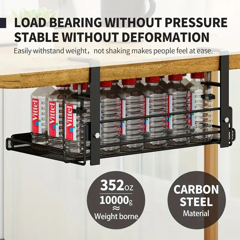Clamp-On Under-Desk Storage Shelf