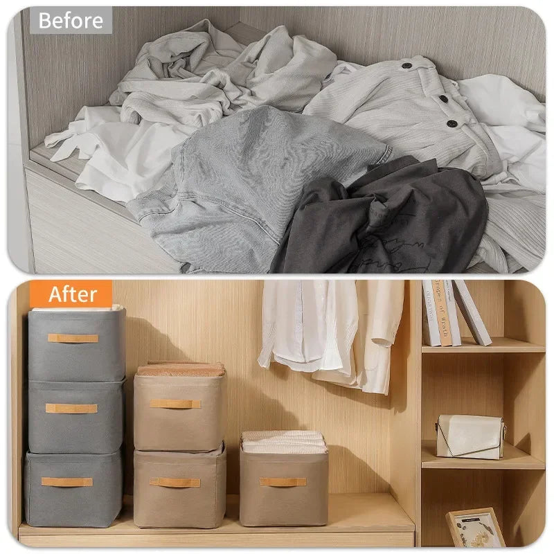 Foldable Closet Storage Bins with Clear Lid