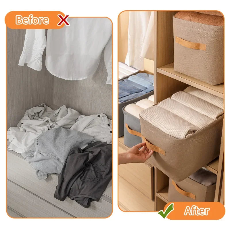 Foldable Closet Storage Bins with Clear Lid