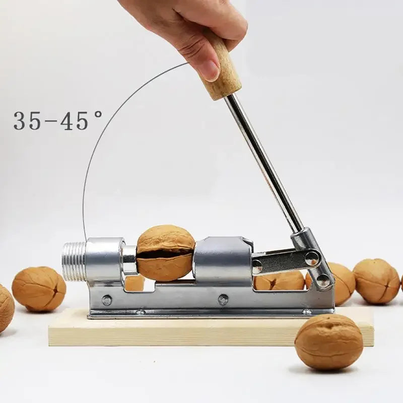 Heavy-Duty Lever Nutcracker with Wooden Base