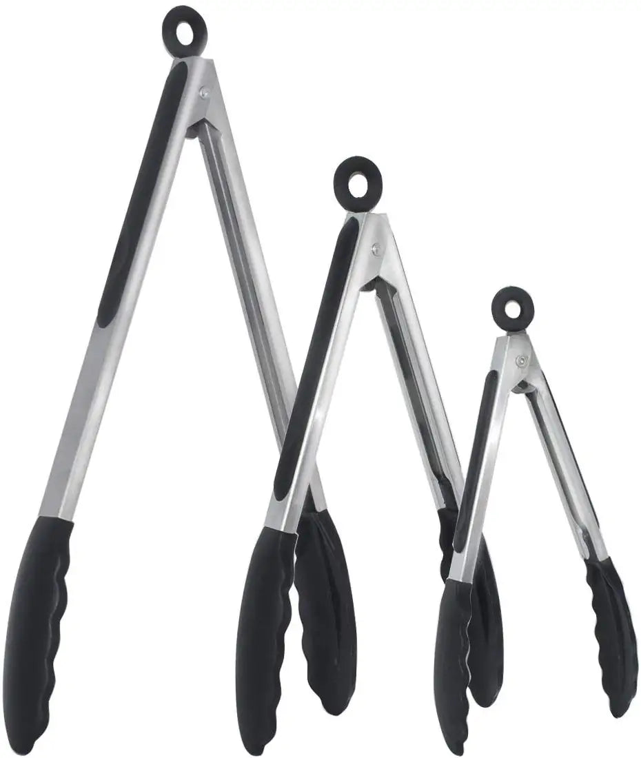 Silicone-Tipped Stainless Steel Kitchen Tongs