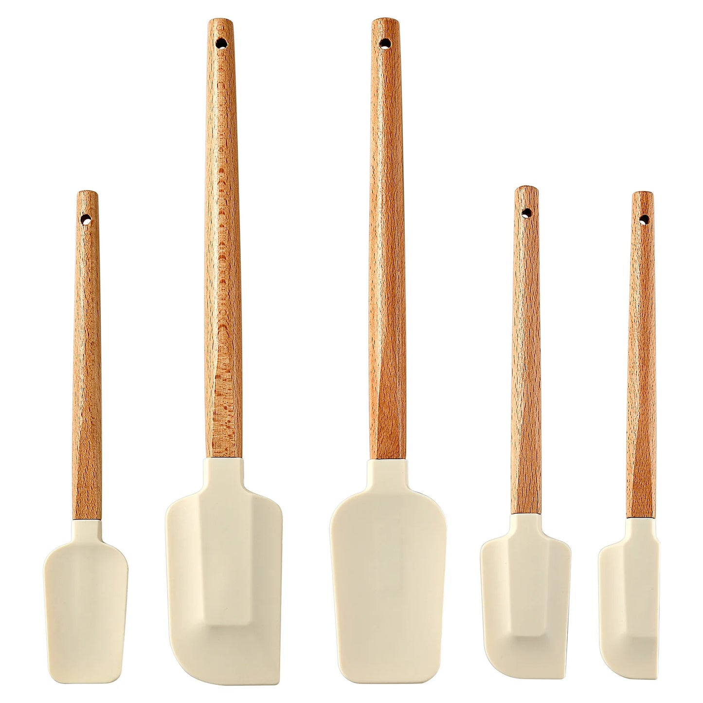 Wooden Handle Silicone Spatula Set