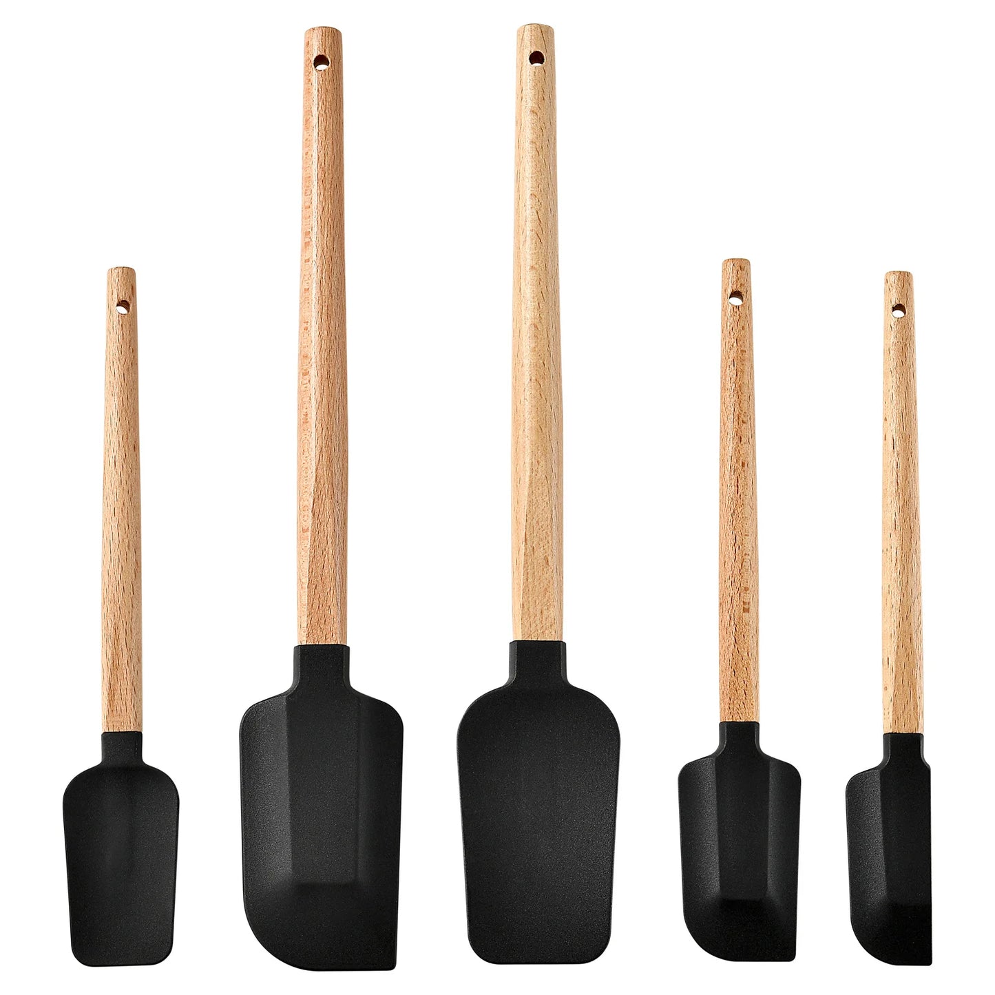 Wooden Handle Silicone Spatula Set