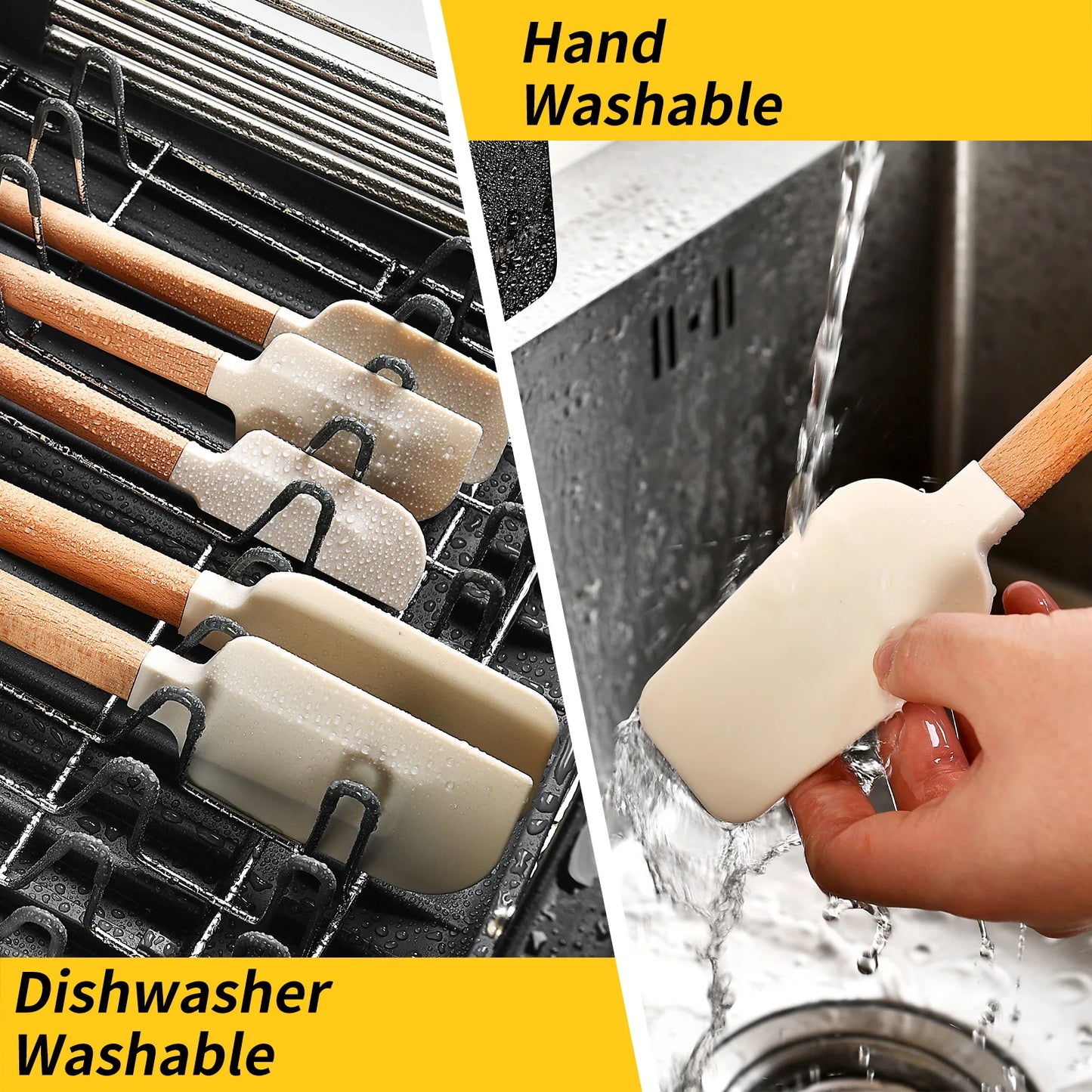 Wooden Handle Silicone Spatula Set