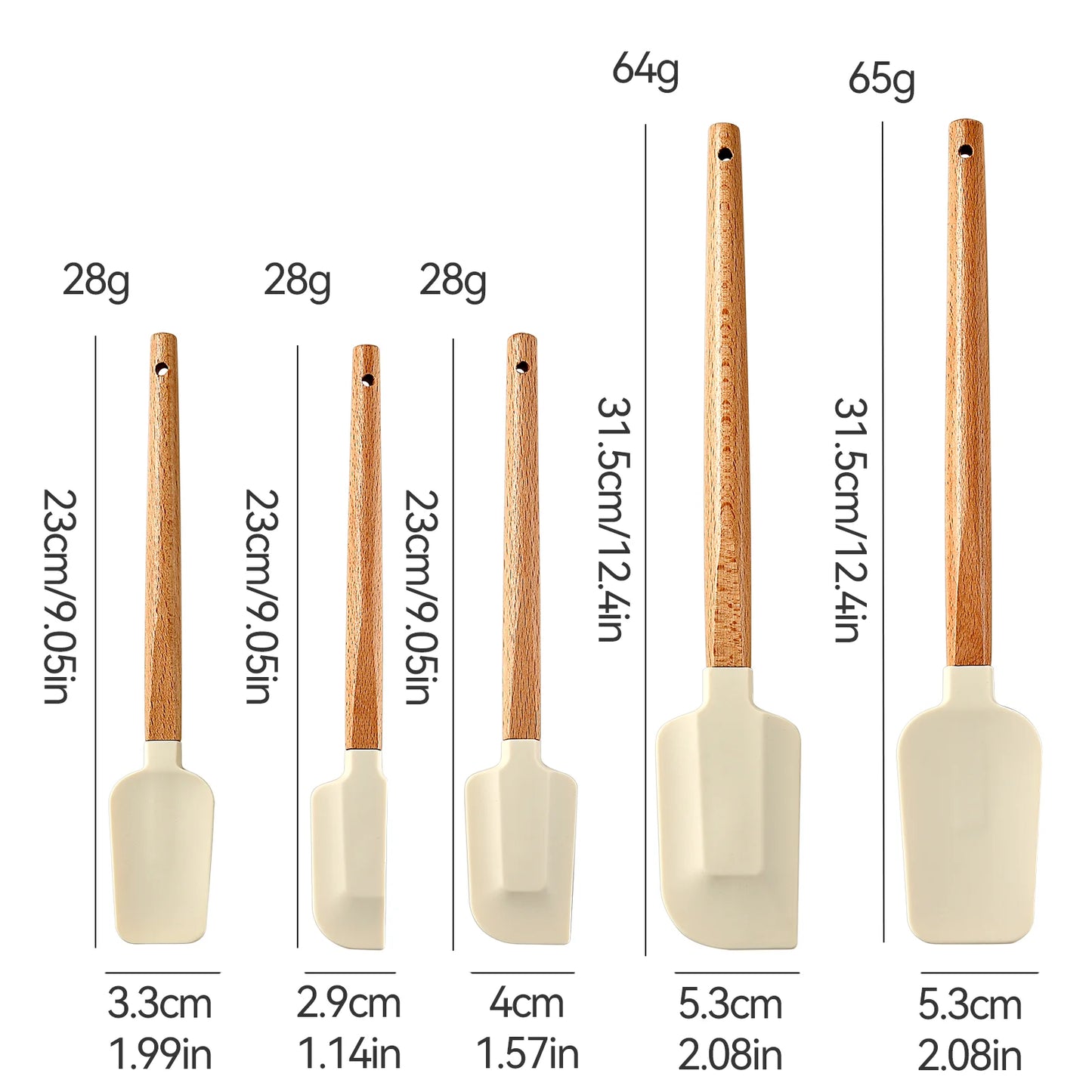 Wooden Handle Silicone Spatula Set