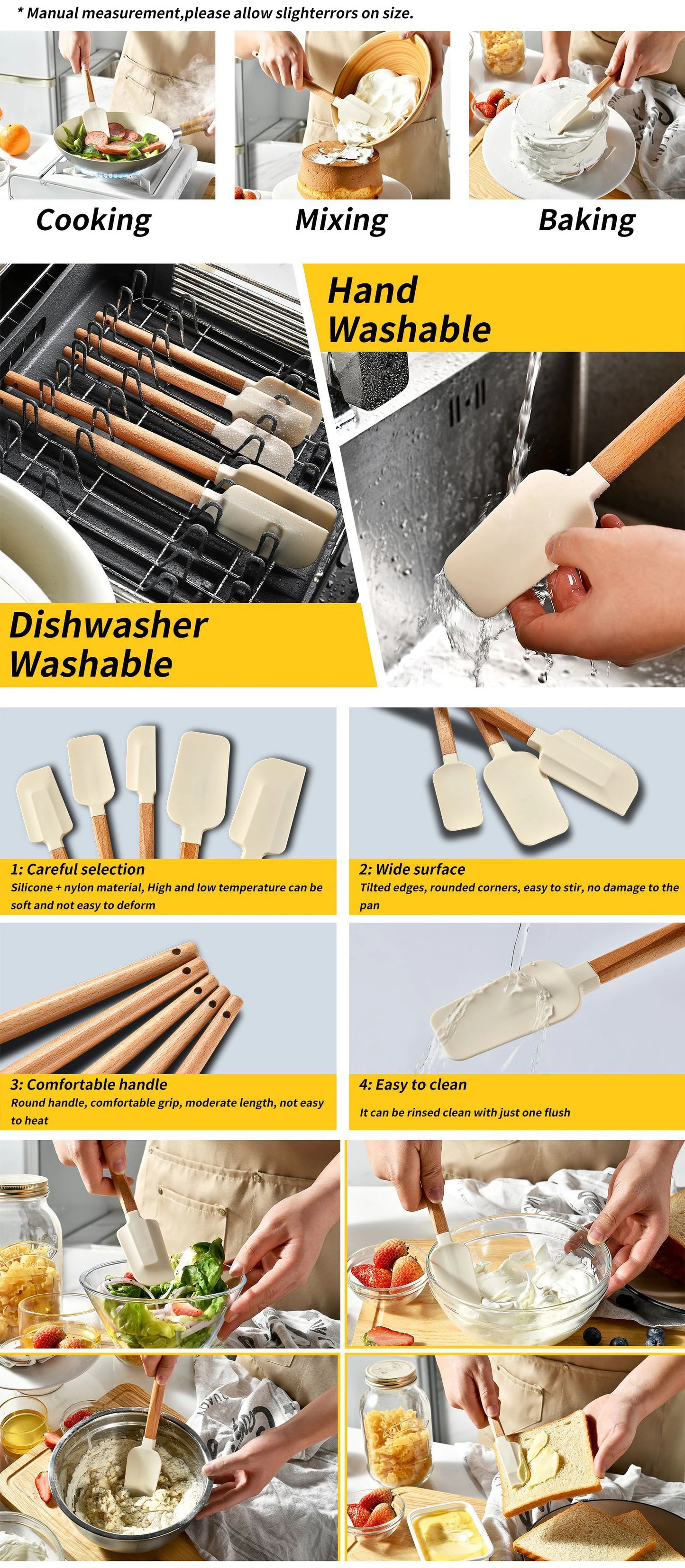 Wooden Handle Silicone Spatula Set